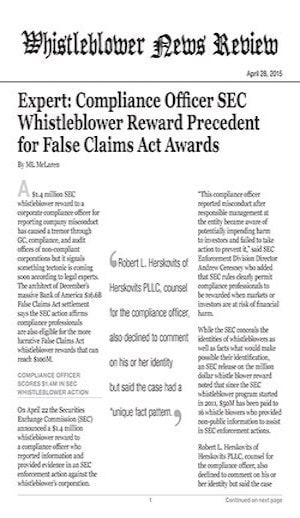 whistleblower reward precedent